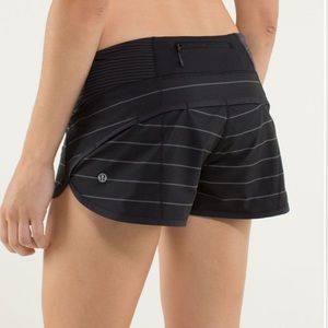 VGUC Lululemon Speed Shorts - Black/Grey stripes size 8